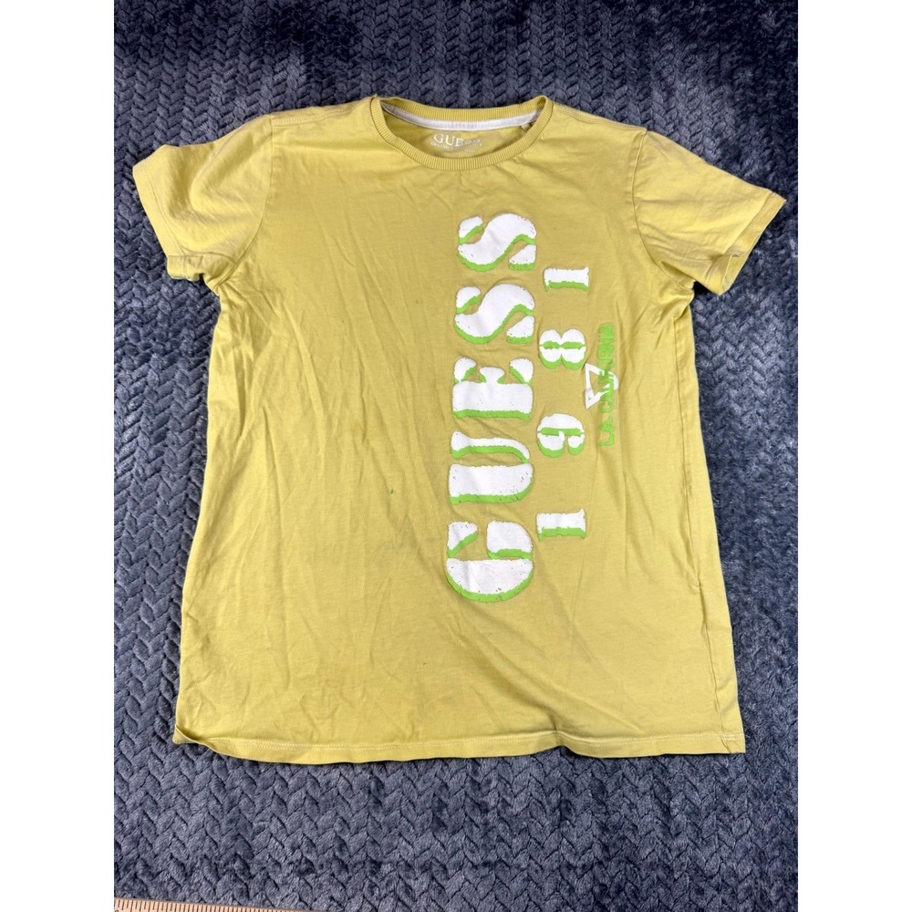 Guess T Shirt Kids 16 Yellow‎ Organic Cotton 1981 La California Running Training